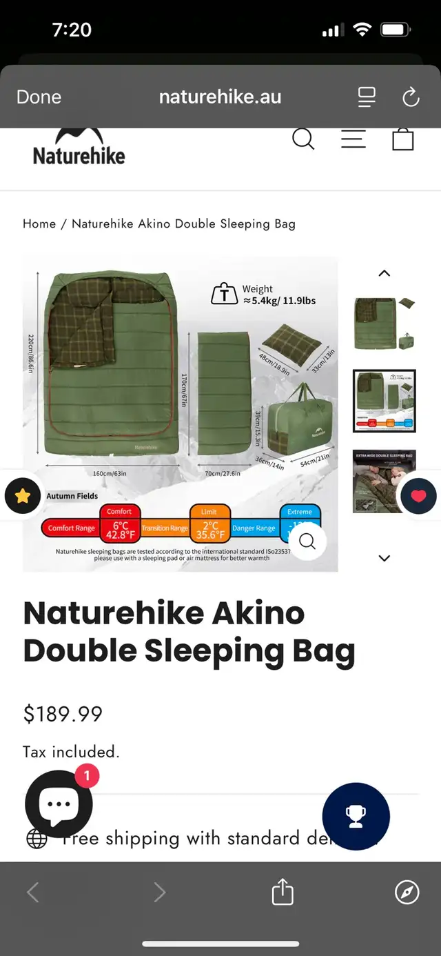 Naturehike 2 Person Sleeping Bag (Brand New)63660964670721124