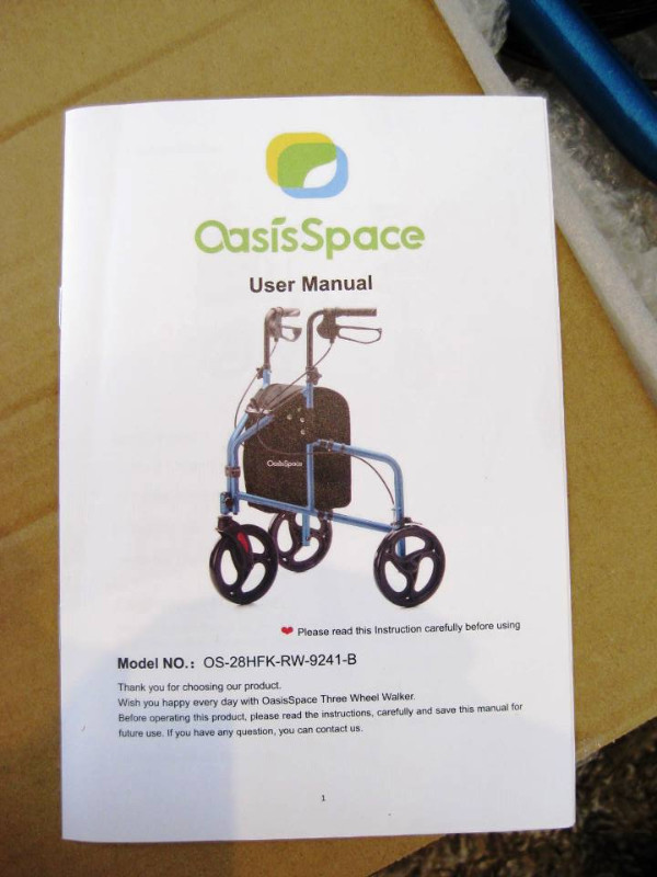 Oasis Space New Blue 3 Wheel Rollator Senior Mobility Walker in Health & Special Needs in Kitchener / Waterloo - Image 2