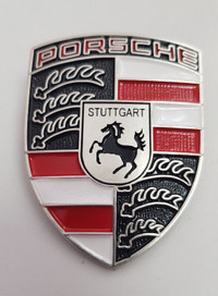 Porsche Hood Emblem Crest P/N 90155921020, Red/White