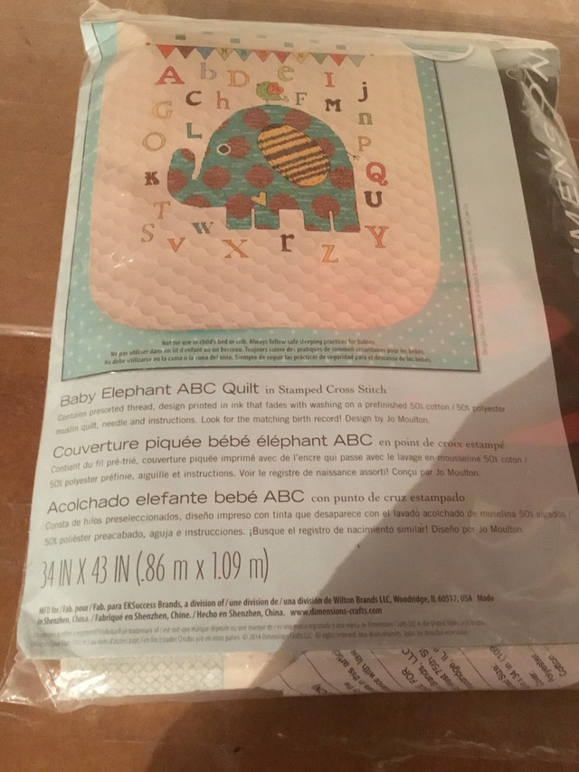 Dimensions Baby Elephant ABC Quilt Stamper Cross Stitch Kit in Other in City of Toronto - Image 2