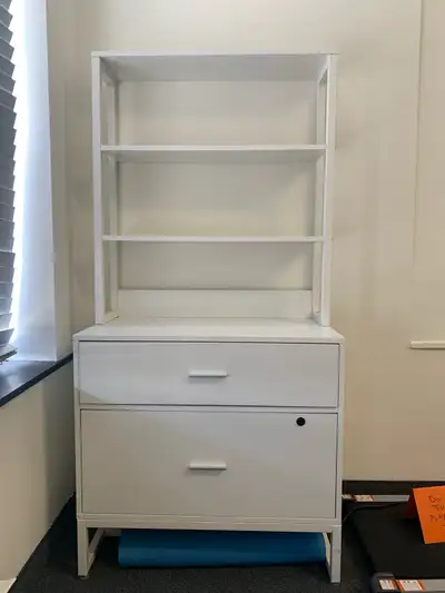 white bookshelf with filing cabinet , View more