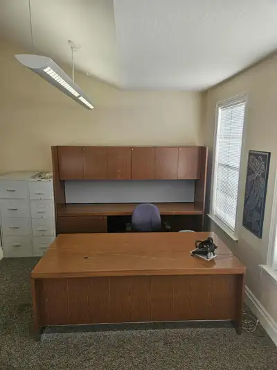 Super elegant main office set. Big wooden desk with shelving, View more