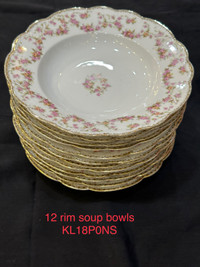 Bridal Rose 12 rim soup plates/ bowls 