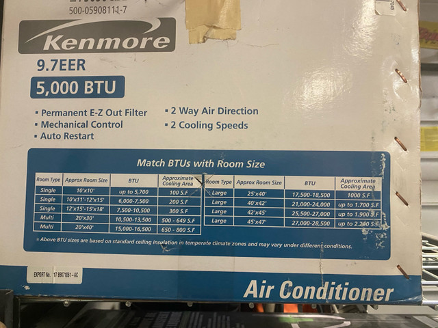 Kenmore air conditioner 5000 BTU in Heating, Cooling & Air in Winnipeg - Image 2