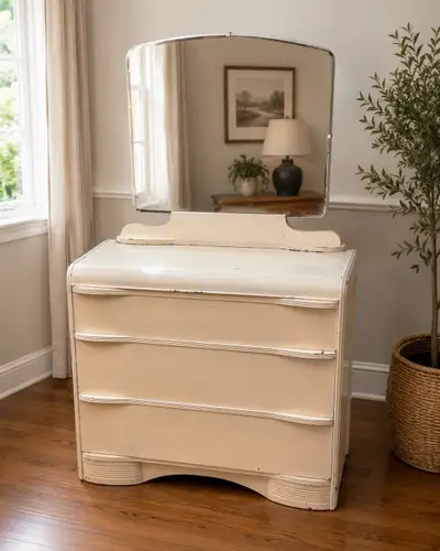 Vintage Art Deco Waterfall Dresser, View more