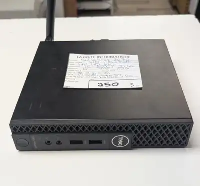 Mini ordinateur Dell OptiPlex Processeur : i5-8500T @ 2,1 GHz Mémoire : 16 Go (8 + 8) Processeur Gra...