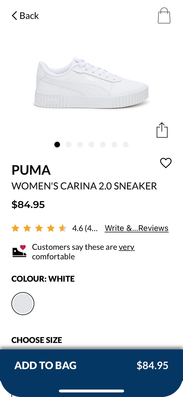 Ladies sz 8.5 Puma Carina 2.0 leather sneakers in Women's - Shoes in Kitchener / Waterloo - Image 2