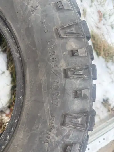 4 Used 17 inch Duratracs Size - 265/70/17 1/2 tread left May trade for 8 bolt Chev wheels (8 x 165)...