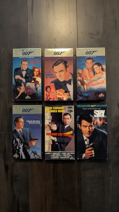 Selling lot of 7 classic James Bond VHS tapes for $7 for all 7! Dr. No Diamonds Are Forever Thunderb...