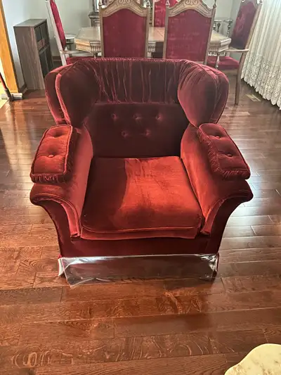 Vintage Velvet Sofa and Armchair Set, View more