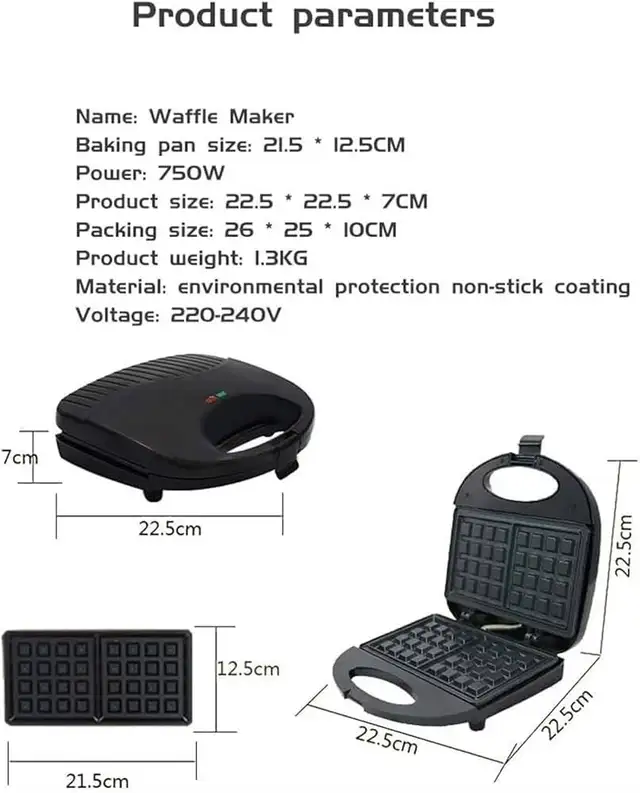 Waffle Maker, Sandwich Maker, Cookies, Waffle Maker with Removab in Toasters & Toaster Ovens in Mississauga / Peel Region - Image 3