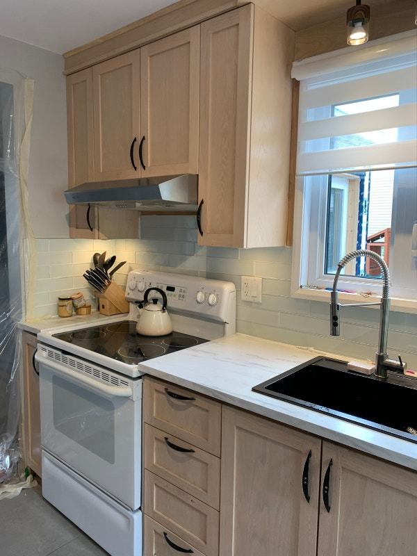 Cuisine complète en chêne démontée + et lavabo compris Armoires et revêtements de