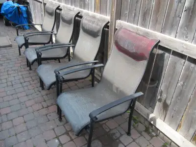 All Metal Quality Stitched Polyester Fabric Garden Chairs XCond!, View more