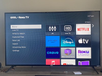  onn. 50” 4K UHD HDR Roku smart TV (model 100012585-CA-Black)