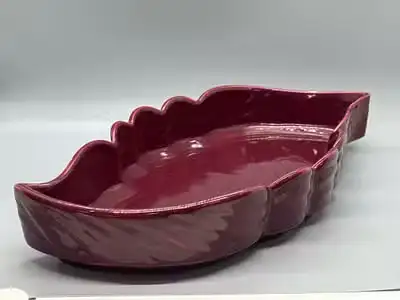 Vintage MCM Quebec Artware Leaf-Shaped Pottery Tray, View more