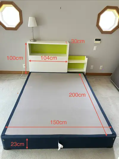 Queen Size Bed Base with Headboard, Mattress not included, View more