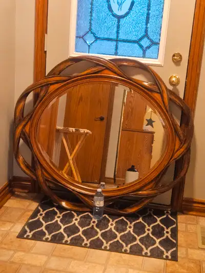 46" X40" VERY LARGE UNIQUE WOOD MIRROR, View more