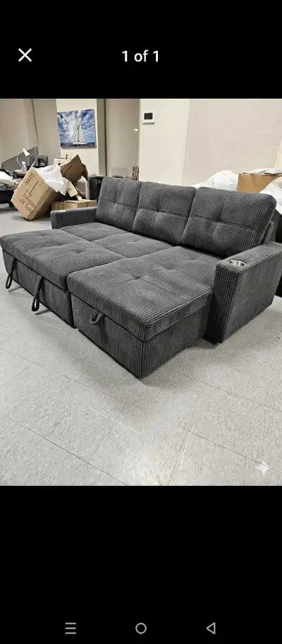 Corduroy Sectional Sofa Bed with Storage, View more