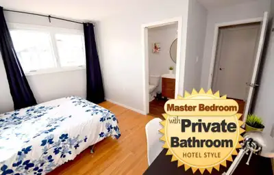 Large Furnished Master bedroom with its own Private bathroom. Available for the 1st of next month or...