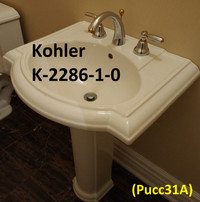 Pedestal Sink - Kohler k-2286-1-0, Porcelain, White, Faucet