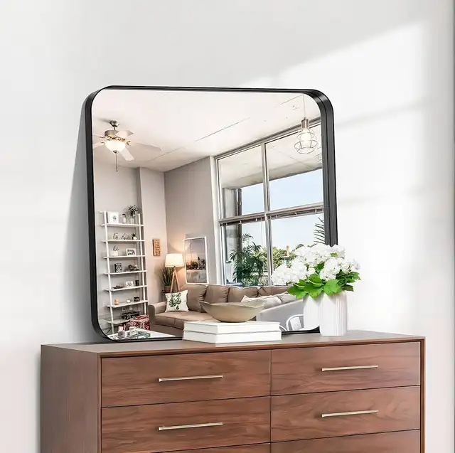 30"x30", Large Square Wall Mirror with Black Aluminum Frame Rou in Home Décor & Accents in Markham / York Region - Image 3