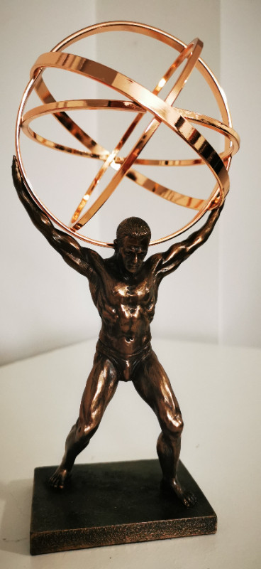 GREEK ATLAS GOD W Celestial Armillary Sphere Desktop Statue in Arts & Collectibles in City of Toronto