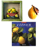 CITRONS, livre de recettes, cadre 3D,  un citron en céramique