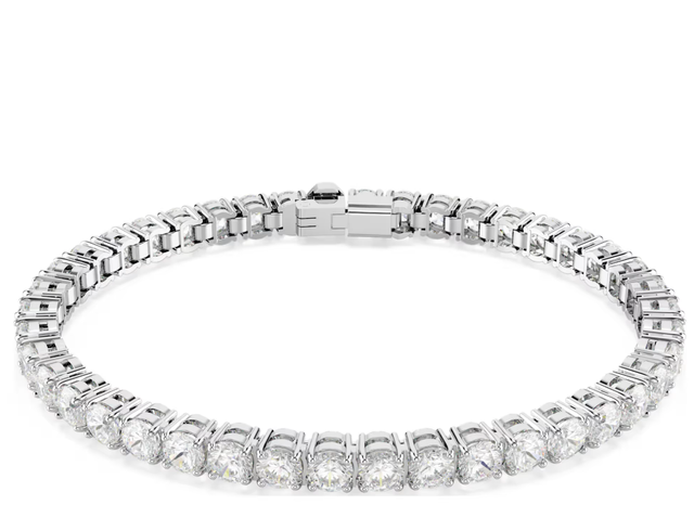 Matrix Tennis Round Bracelet, White, Rhodium-Plated Metal with Swarovski Crystals