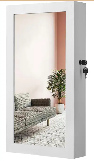 SONGMICS Wall-Mounted Jewelry Cabinet with Mirror – White, View more