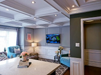 Coffered ceiling, Trim Work , Crown Moldings, baseboard, doors