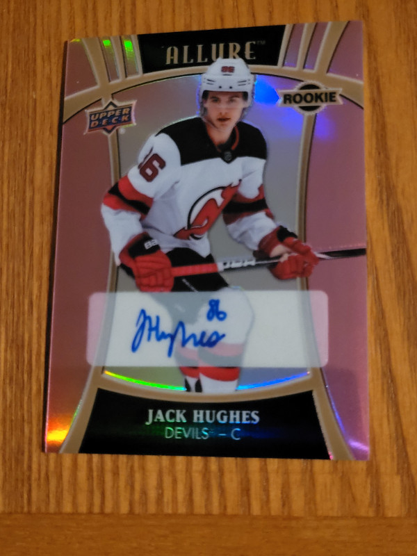 2019-20 Jack Hughes Rookie Auto UD Allure Pink Diamond 02/59 in Arts & Collectibles in Cornwall
