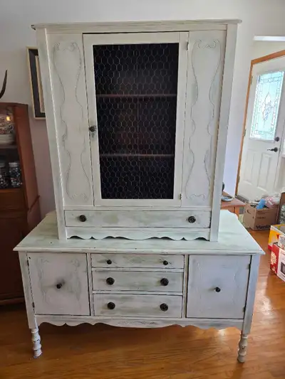 Unique vintage distressed 2 piece Cabinet, View more