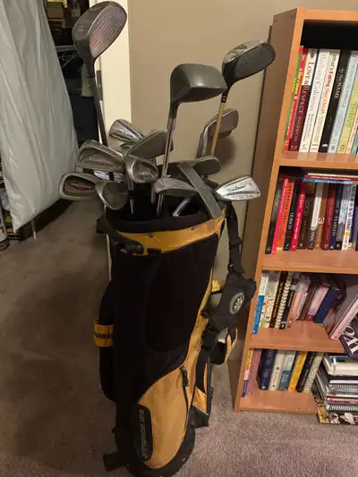 golf bag and clubs, View more