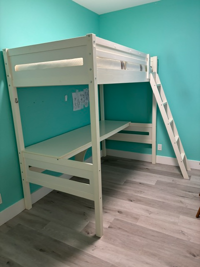 Wayfair Twin Size Loft Bed & Desk in White, View more