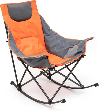 Sunnyfeel Camping Rocking Chair for Adults, Luxury Padded Recliner, Oversized Folding Rocker, Outdoo...