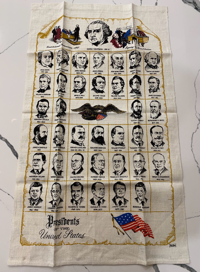 U.S. Presidents Tea Towel/Wall HangingKay Dee Linen / Washington in Arts & Collectibles in La Ronge