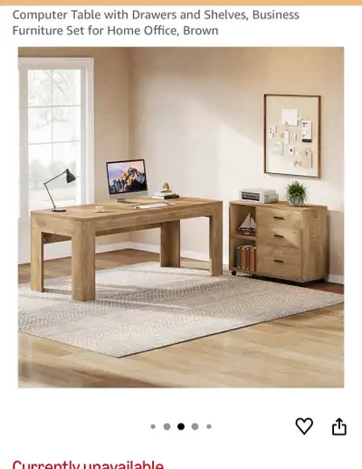 Tribesigns 63’ L shape desk/mobile file cabinet combo. Large computer desk and file cabinet that can...