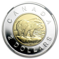 1996 CANADA GOLD & SILVER COIN $2 DOLLAR POLAR BEAR