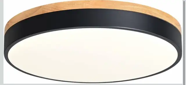 Goomavi Modern LED Ceiling Light, 15.74in Minimalist Wood Flush in Indoor Lighting & Fans in Kitchener / Waterloo - Image 2