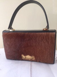 Rare! Vintage Corbeau Curio leather handbag,gazelle fur front