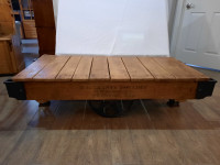 Chariot industriel antique - table de salon rustique