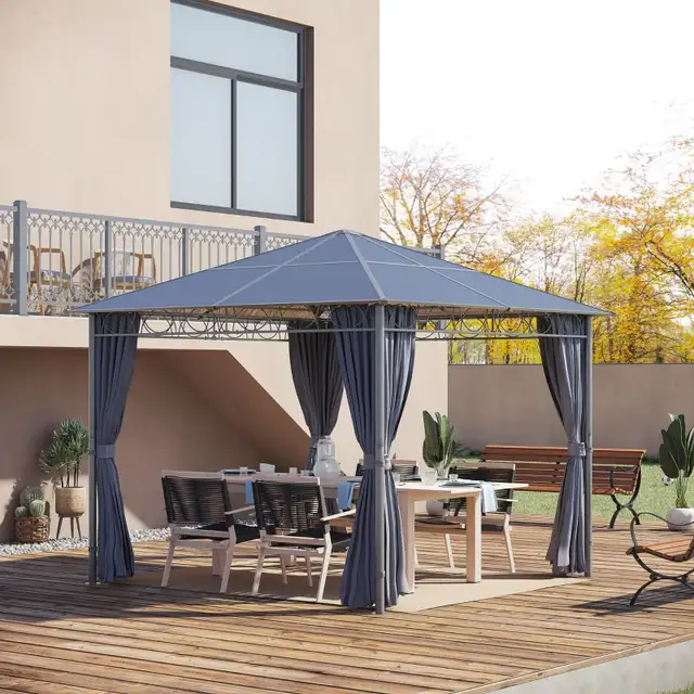 10' x 10' Polycarbonate Hardtop Gazebo, Outdoor Patio Gazebo in Patio & Garden Furniture in Markham / York Region - Image 2