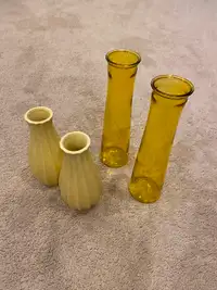4 yellow decor vases