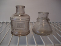 2 Antique glass ink wells