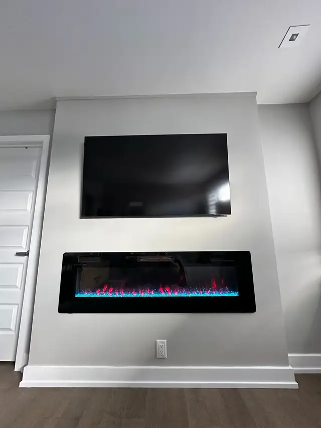 Custom TV Wall with Fireplace | Modern Feature Wall Installation410021110146017281