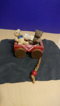 OBO Miniature teddy bears Best Friends wagon antique