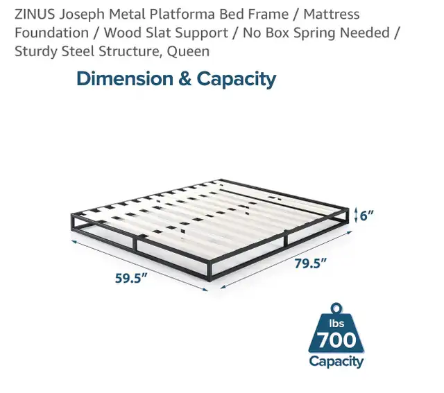 Queen bed frame with slat / Cadre de grand lit avec sommier in Beds & Mattresses in Longueuil / South Shore - Image 3