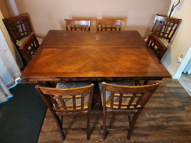 Pub Table with 8 Chairs (Extendable) in Dining Tables & Sets in Hamilton
