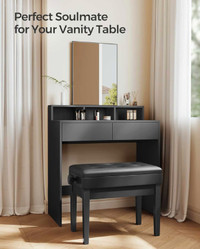 SONGMICS Adjustable Wooden Piano Bench Stool 