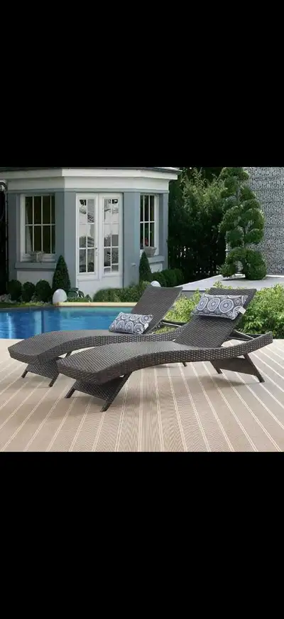 Outdoor Chaise Lounge Set, PE Wicker Reclining Lounge Chair, View more
